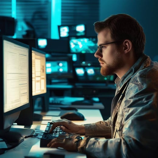 defense looking at computer