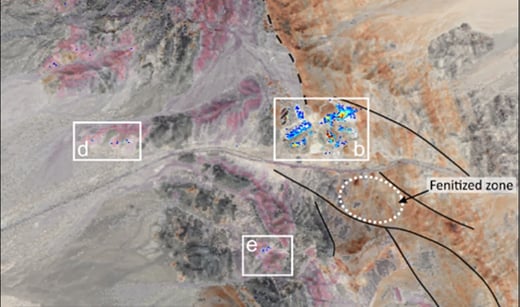 Hyperspectral map reveals minerals at a mining site